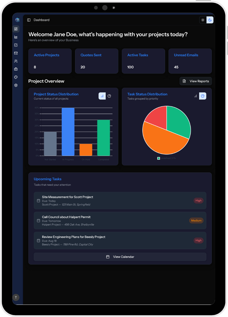 Tablet Ready Dashboard Dark Image